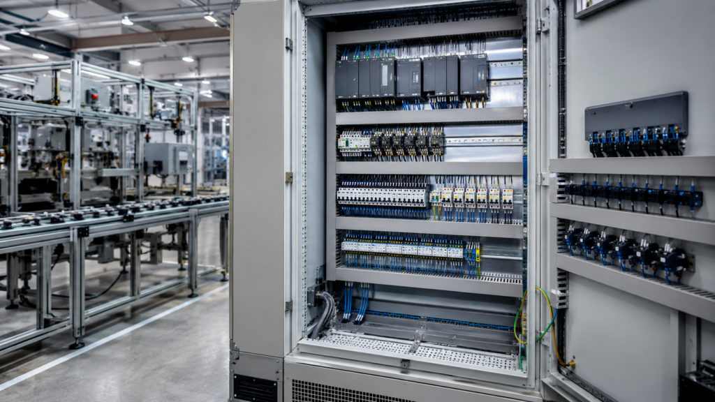 Industrial control cabinet and automation line